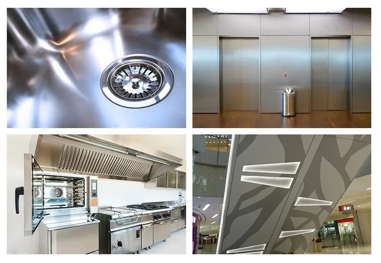 2B / BA Finish 304 Lembar stainless steel Ketebalan 0.1mm - 3.0mm Untuk lingkungan biasa 2